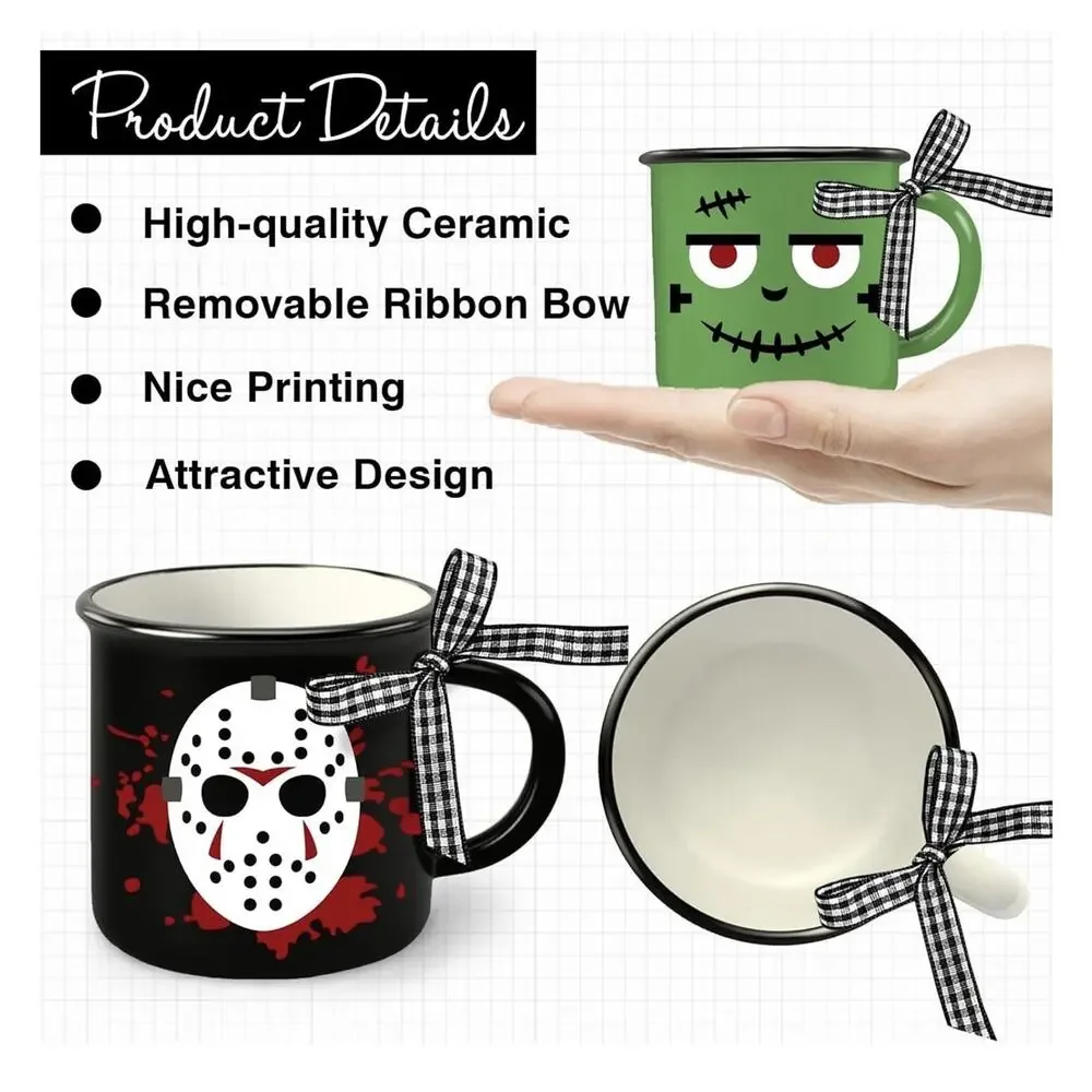 Halloween Themed Mini Coffee Mug, Game Day, 5oz‎ Coffee Mug, Set of 3
